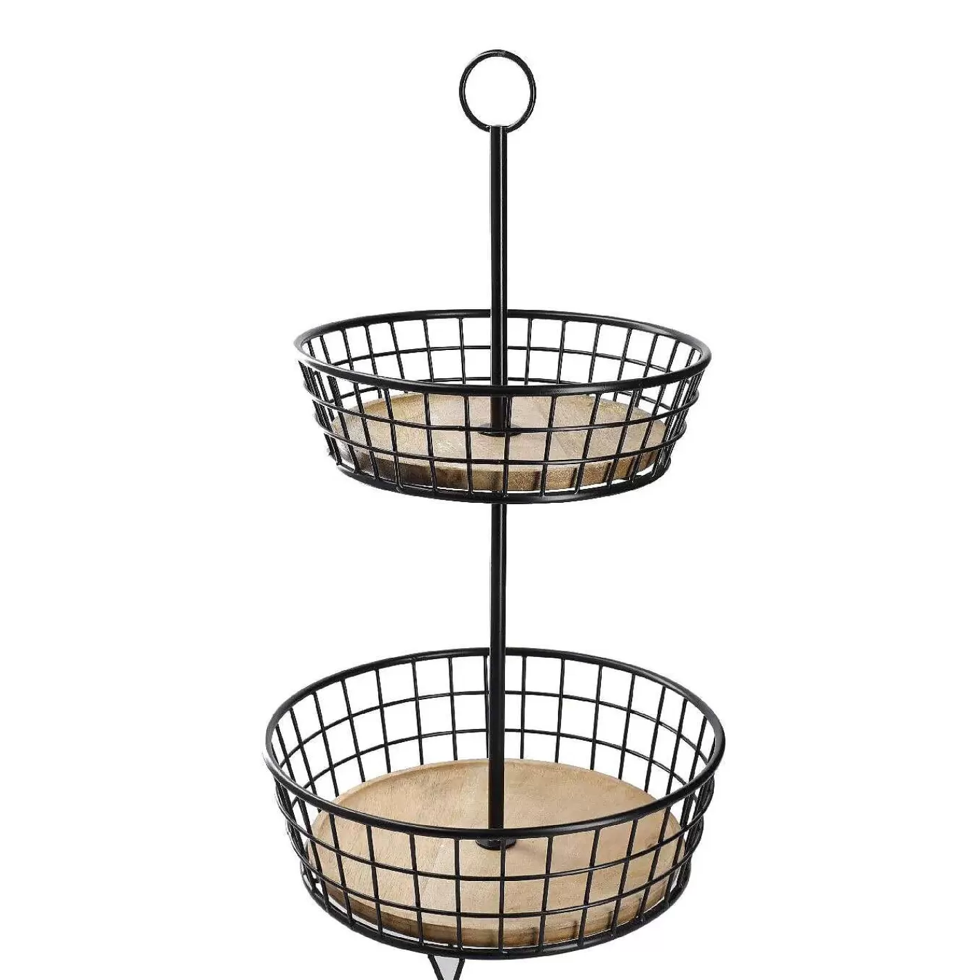 Nanu-Nana Etagere Holz/Metall, 2 Korbe, Schwarz, 68 Cm< Etageren
