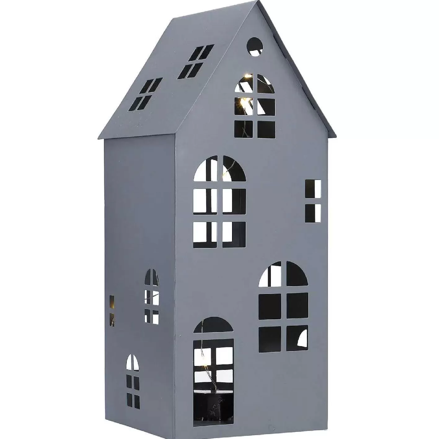 Nanu-Nana Led-Haus Mit Fenster, Grau, 25 Cm< Deko&Objekte